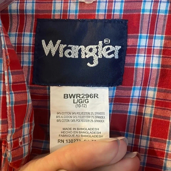 Red Wrangler Plaid Pearl Snap 10/12 - Picture 4 of 4
